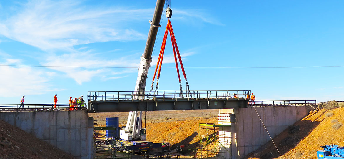 Deck replacement of a rail over road bridge on the Sishen-Saldanha Iron Ore Line, near Vredendal